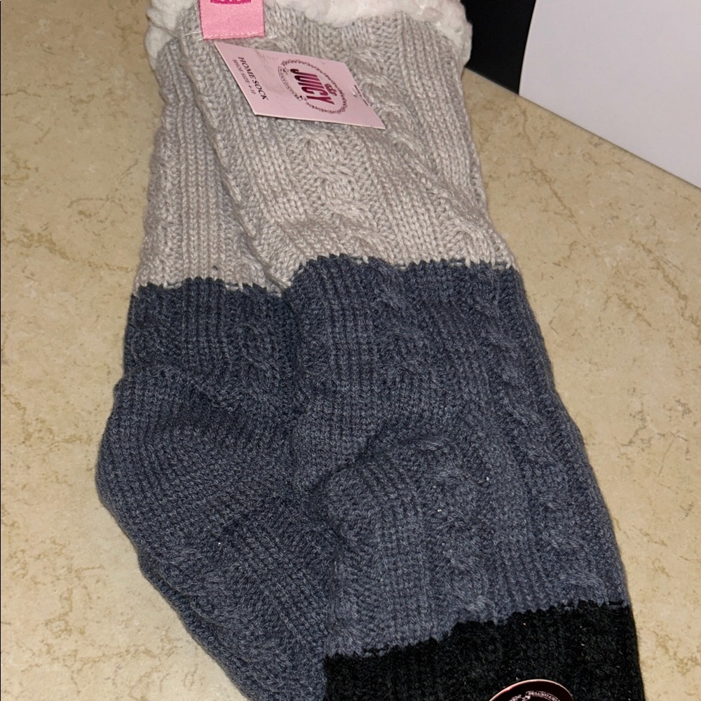 Juicy Couture Black and Gray Fleece-Lined Socks - Picture 4 of 4